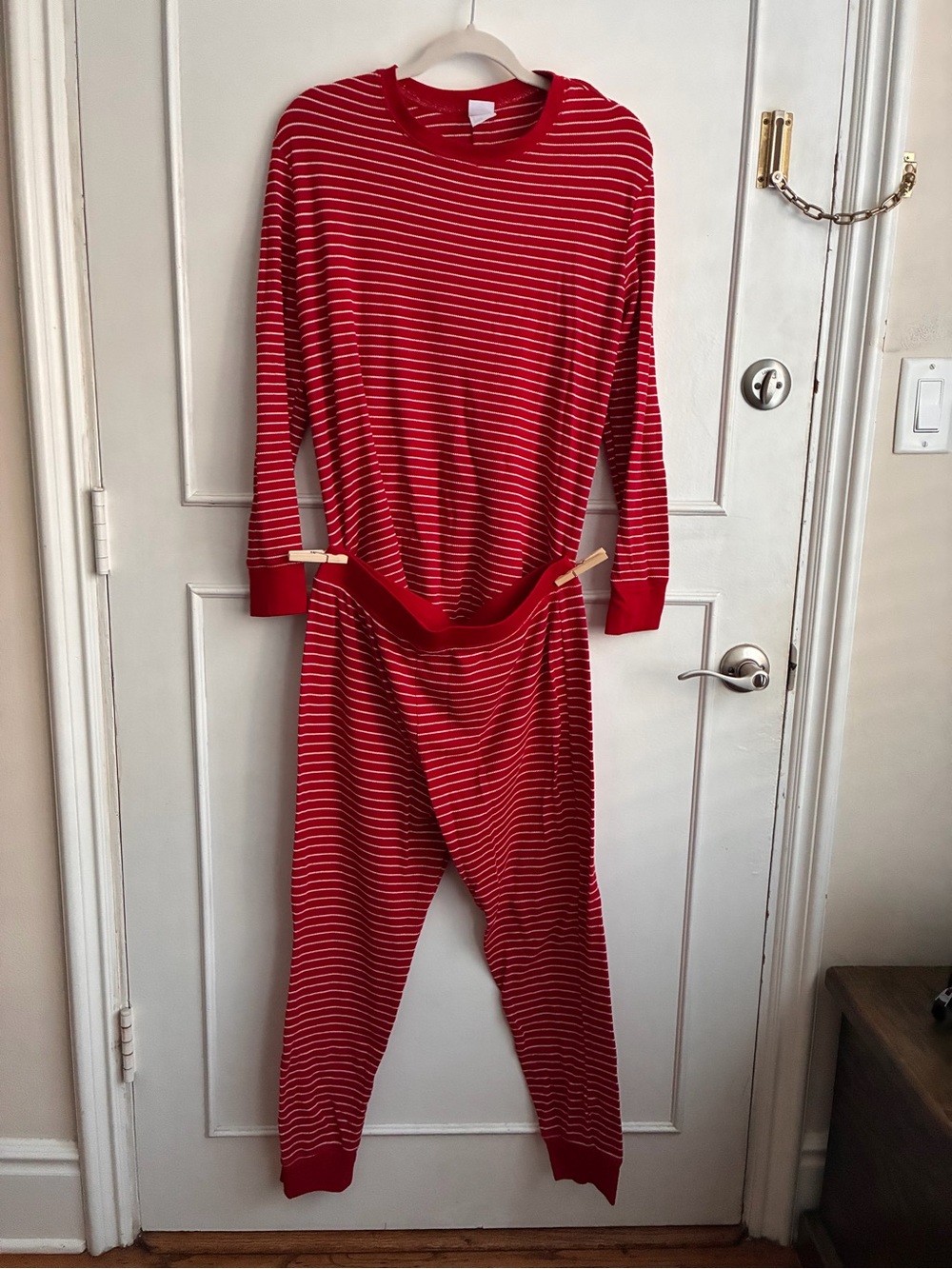 stars above Red & White Striped Long Sleeve Pajama Set